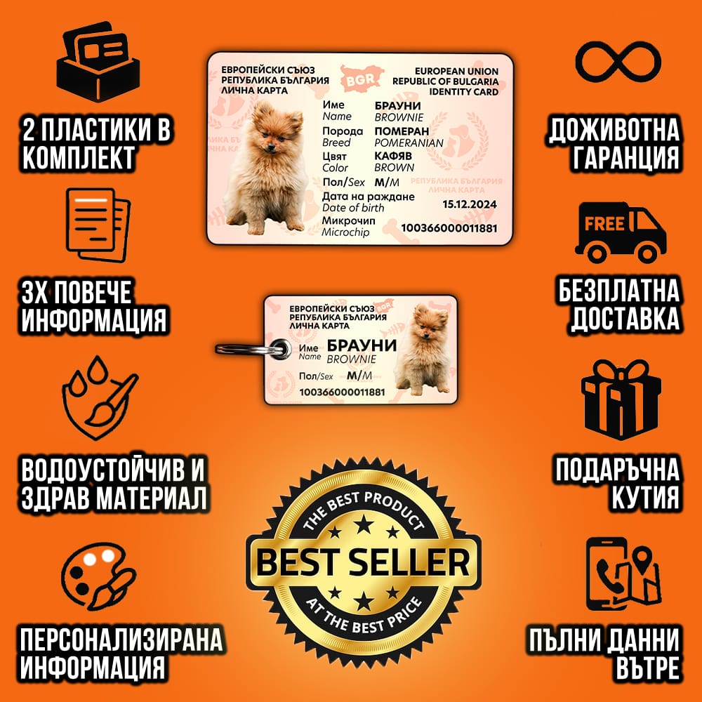 Медальон за куче с име и номер и адрес