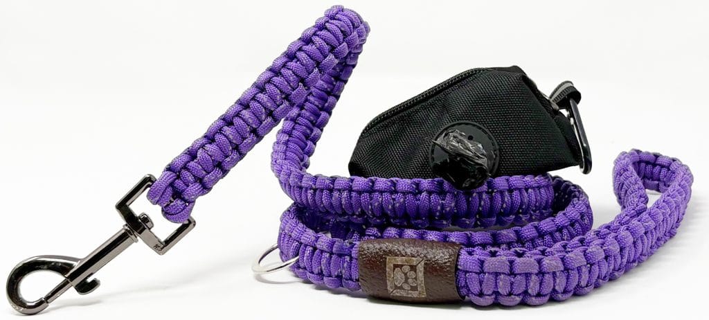 Лилав Ръчно плетен светлоотразителен повод за куче Jivotinka, 130 см