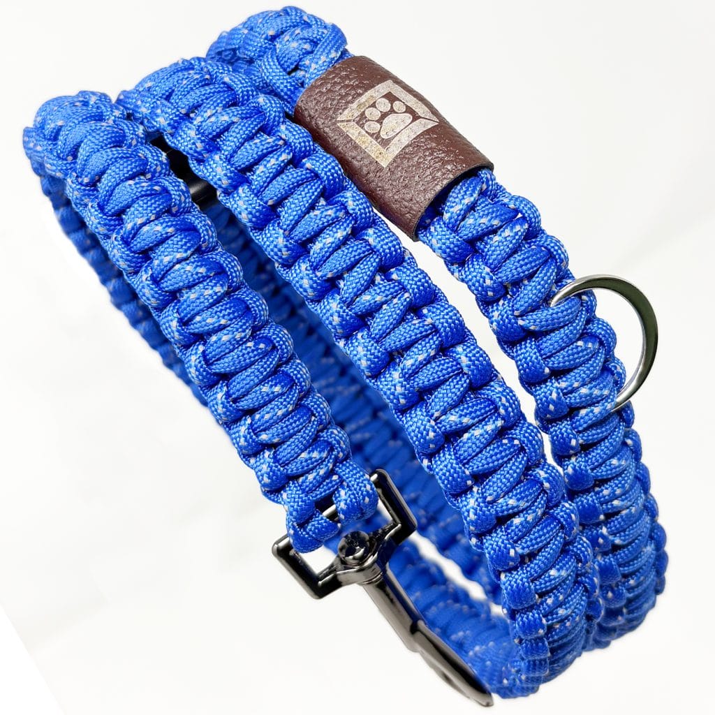 Син Ръчно плетен светлоотразителен повод за куче Jivotinka, 130 см