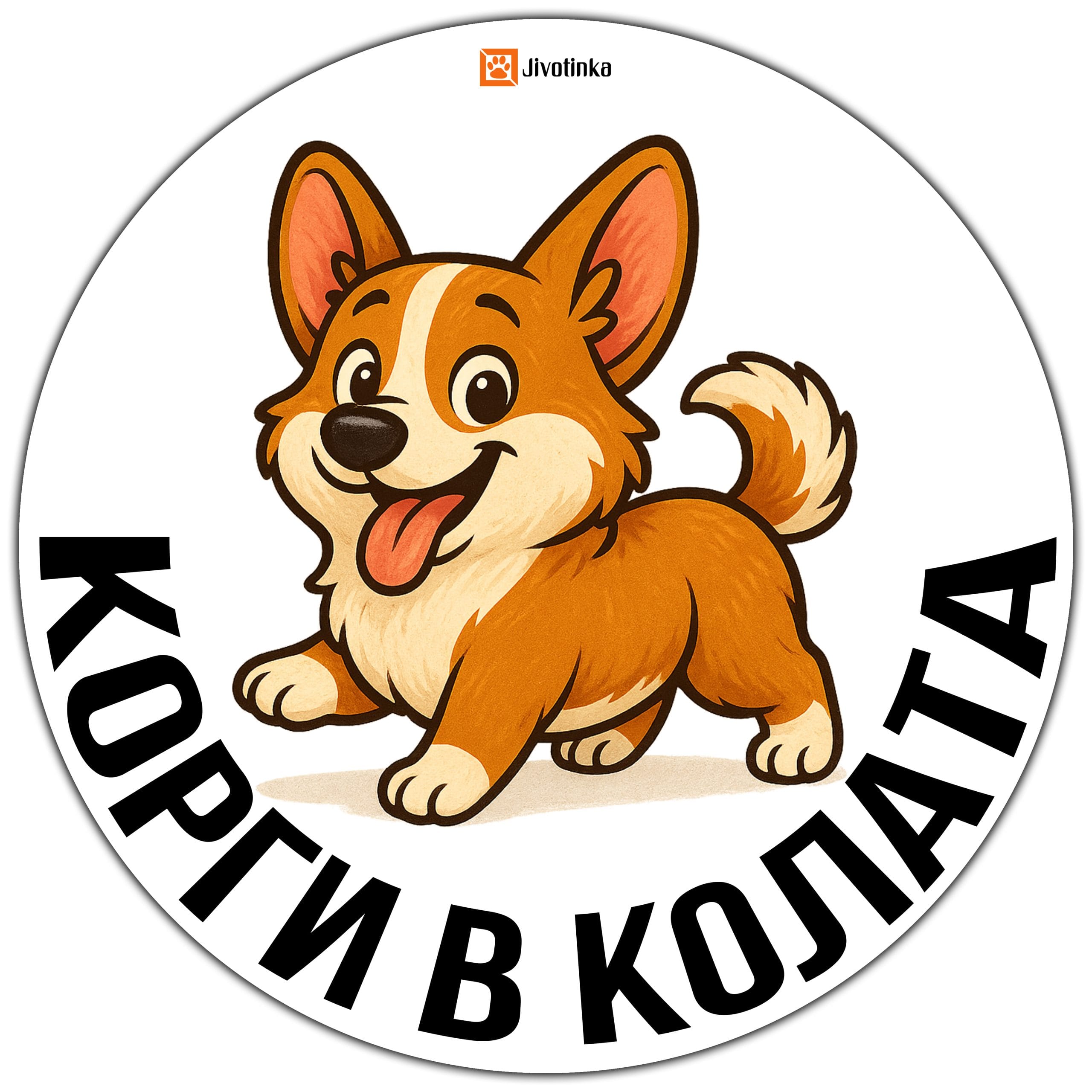 Корги в колата стикер